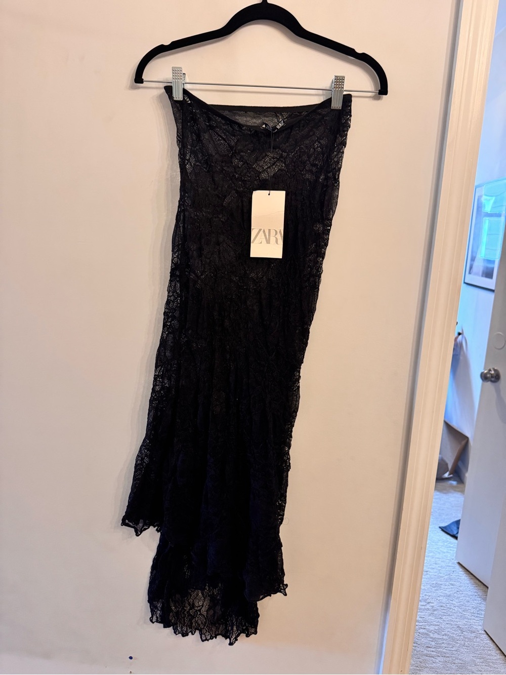 Zara Black Lace Slip Midi Dress